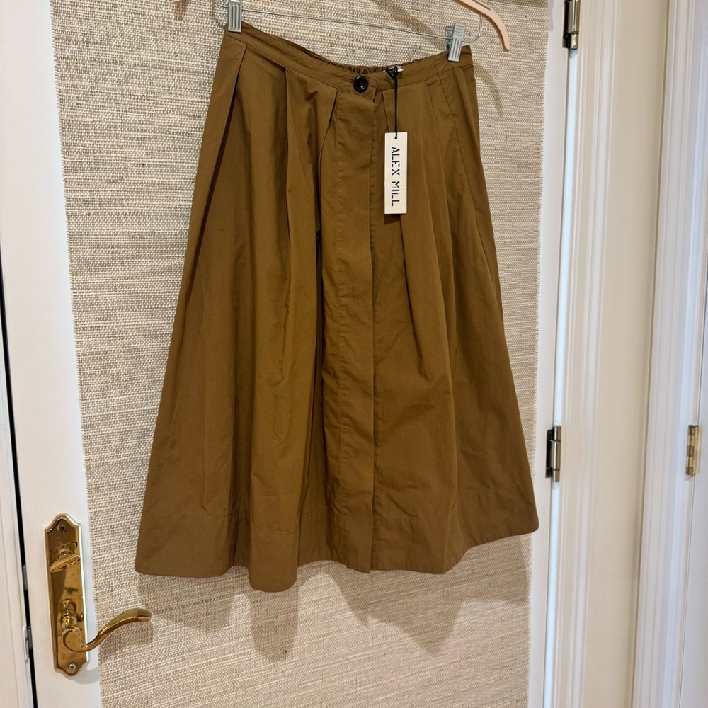 Alex Mill Pleated Cotton Poplin Midi Skirt NWT Size S